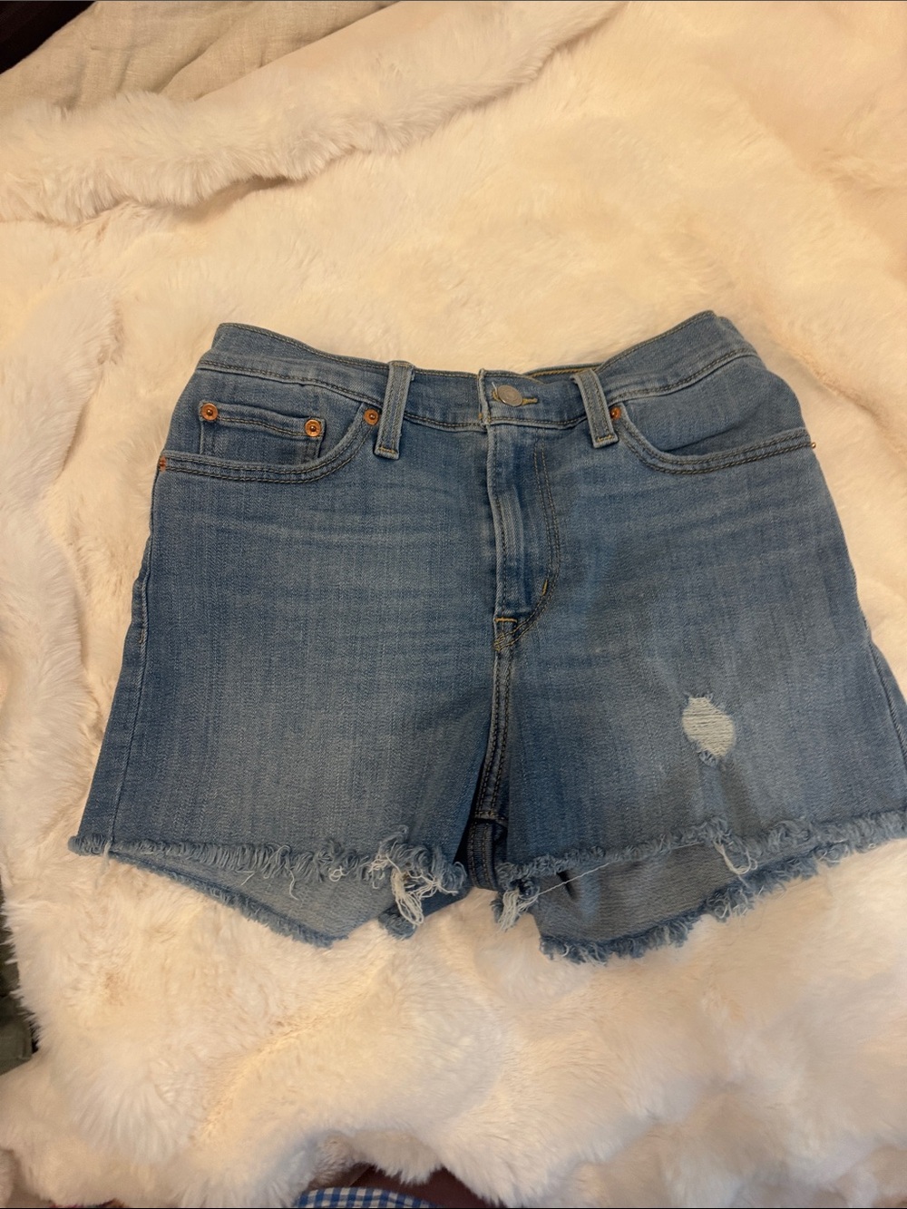 Levi's Blue Denim Mini Skirt with Frayed Hem - Picture 2 of 4